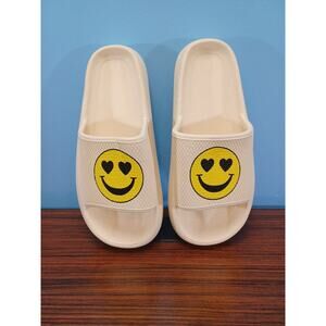 Cloud Slide Pillow Sandals Quick Drying Bathroom Smiling Emoji Size 5/6